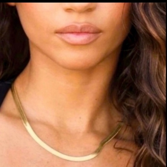 Jennifer Zeuner Necklace Flat Gold Herringbone Chain Revolve New - Picture 13 of 13